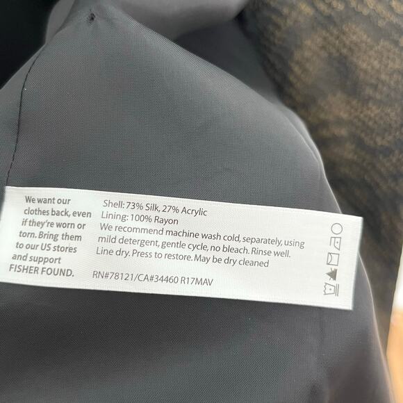 Eileen Fisher Womens Silk Jacket Small Black Jacquard Open Front Pockets Lined - Picture 13 of 13